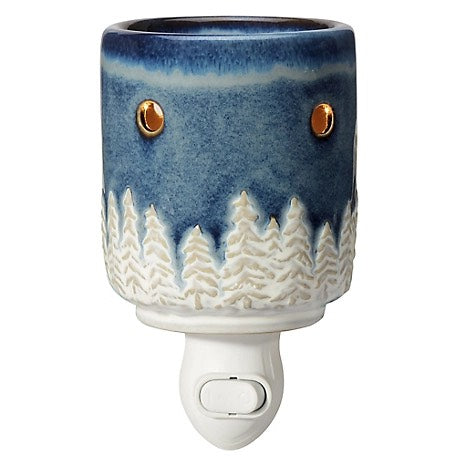 ADK Pine Tree Blue Pottery Wax Melter Wall Plug In